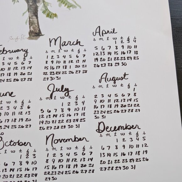 Watercolor Tree Calendar 2026: Rainbow Shower Art Print, Home Office Decor - Picture 7 of 7